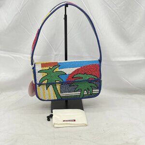 STAUD Tommy Beaded Shoulder Bag Women’s Multicolor Palm Tree